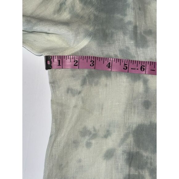 Bella Dahl 100% Linen Top Tie Dye Button Down Shirt Raw Fringe Hem Watercolor L - Picture 11 of 16